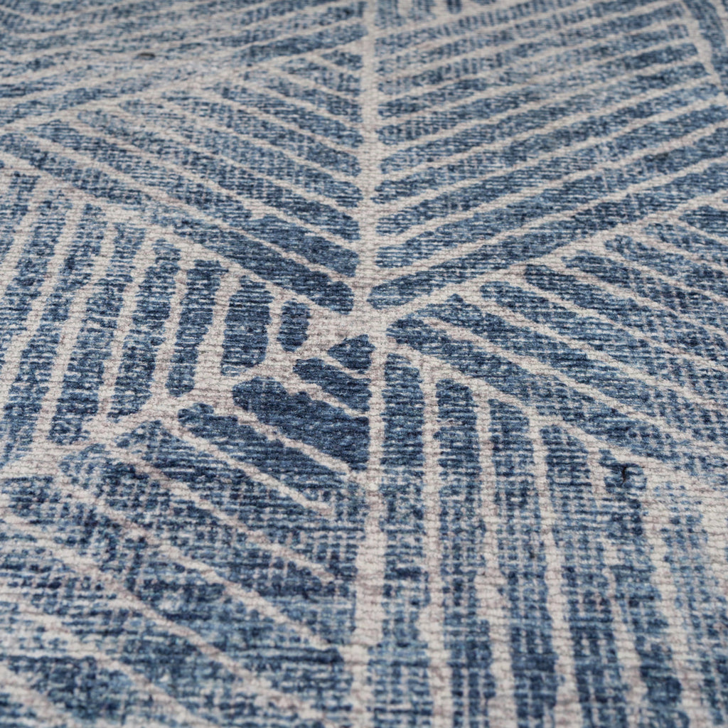 Washable Blue Geometric Runner - Plato