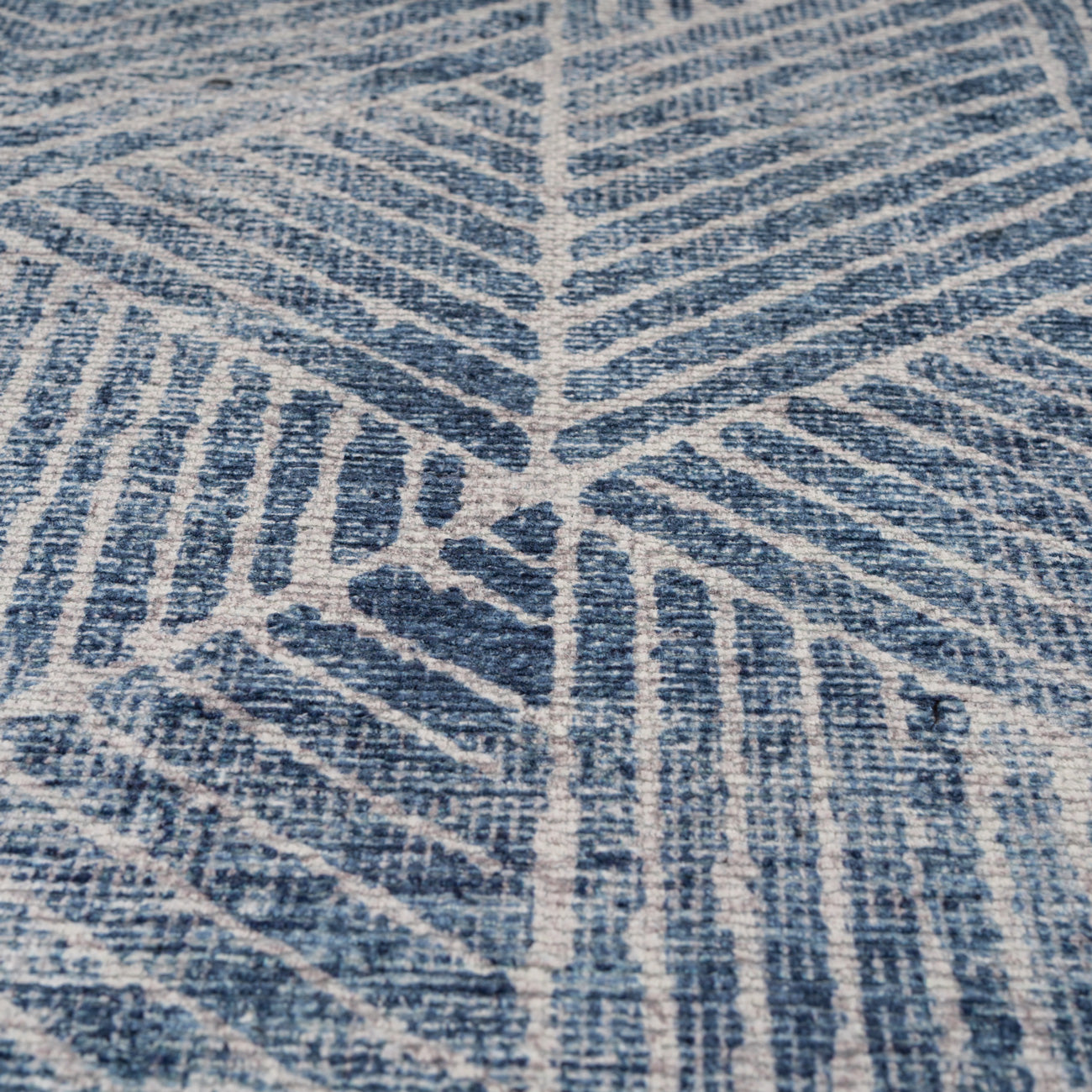 Washable Blue Geometric Runner - Plato