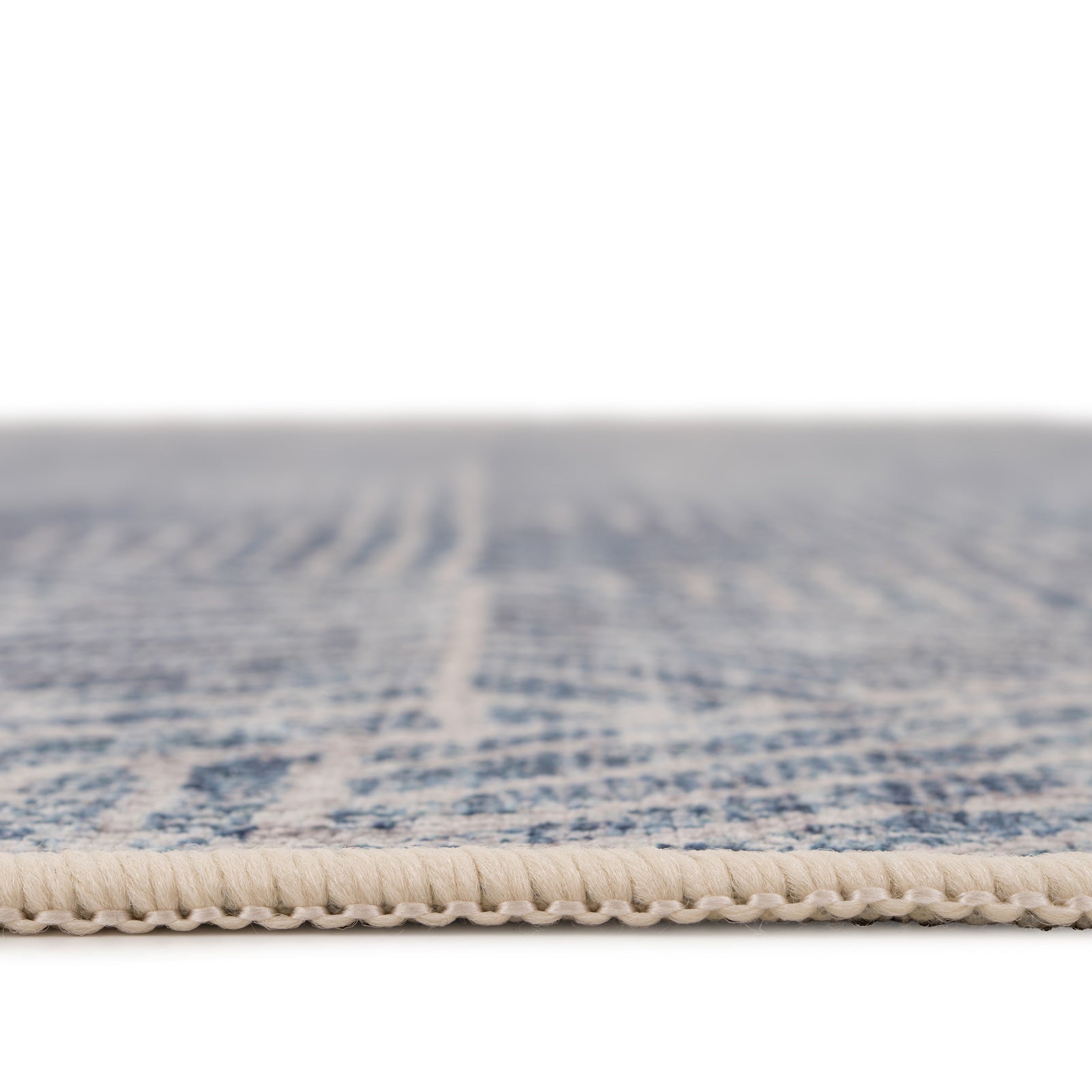 Washable Blue Geometric Runner - Plato