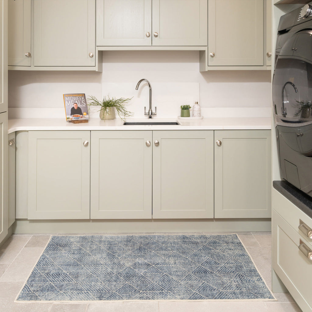 Washable Blue Kitchen Mat - Plato