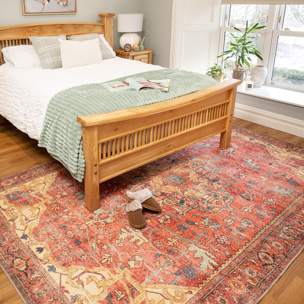 Kashan Washable Terracotta Rug - Viv