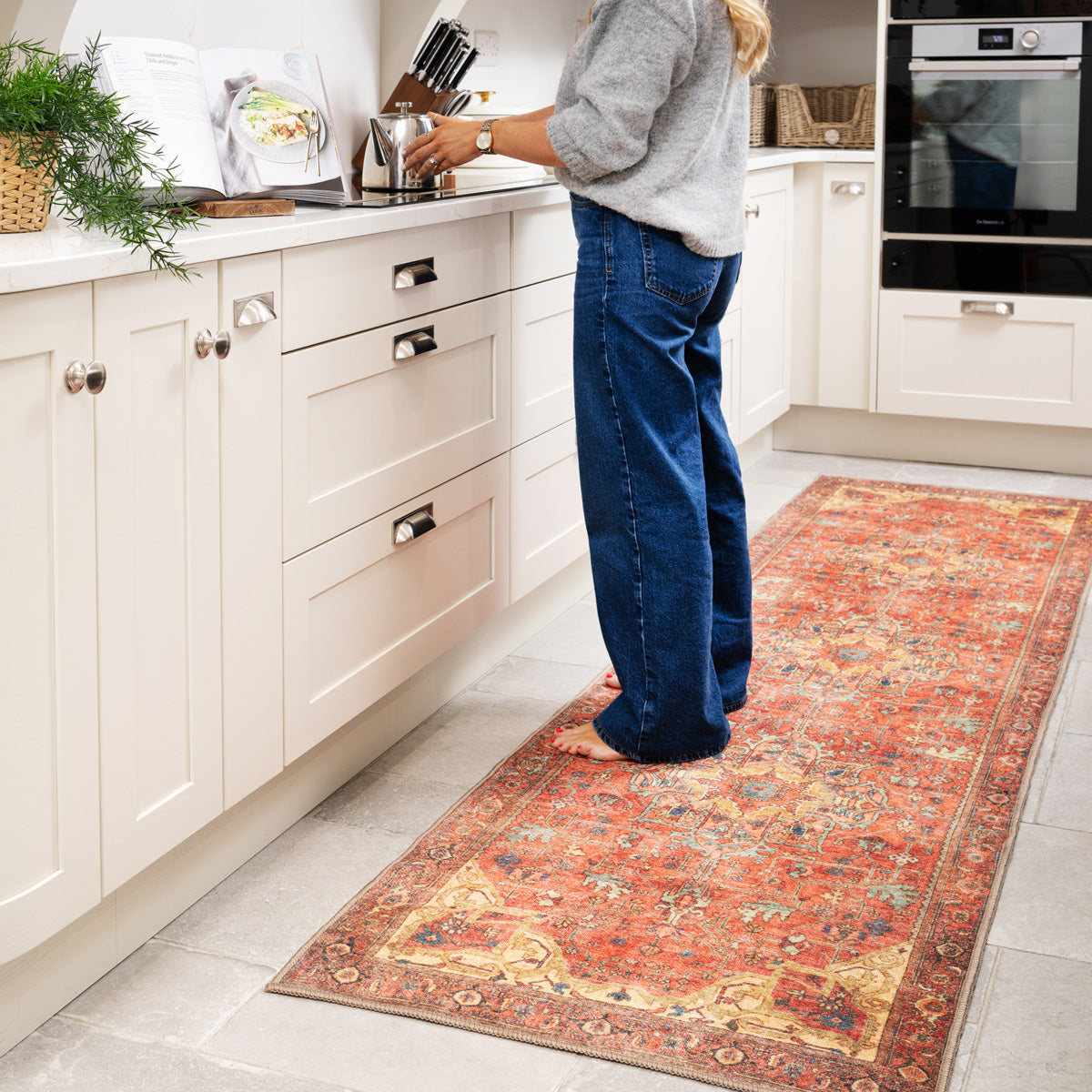 Kashan Washable Terracotta Runner - Viv