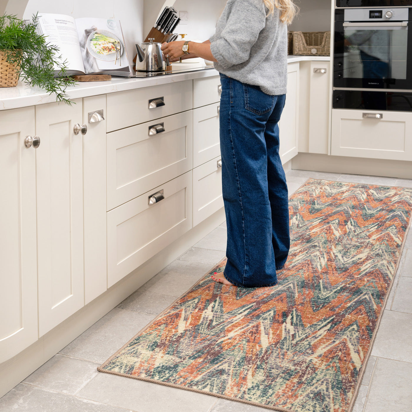 Washable Multicolour Zig Zag Rug - Ziggy