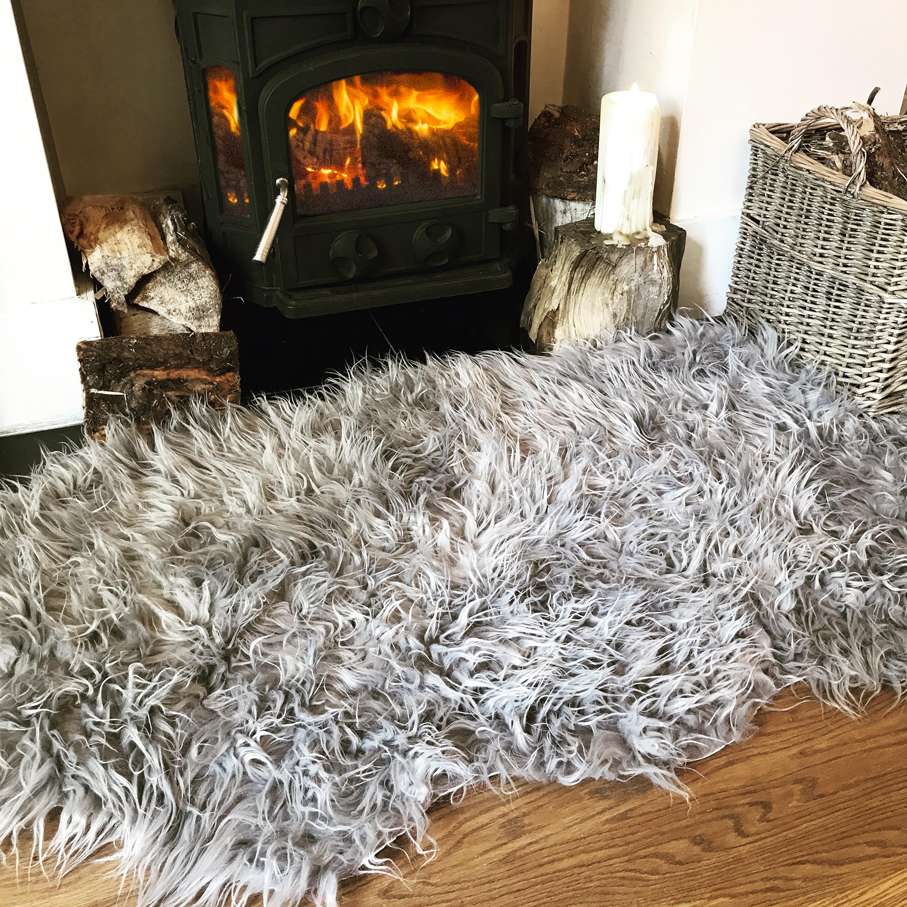 Silver Faux Fur Sheepskin