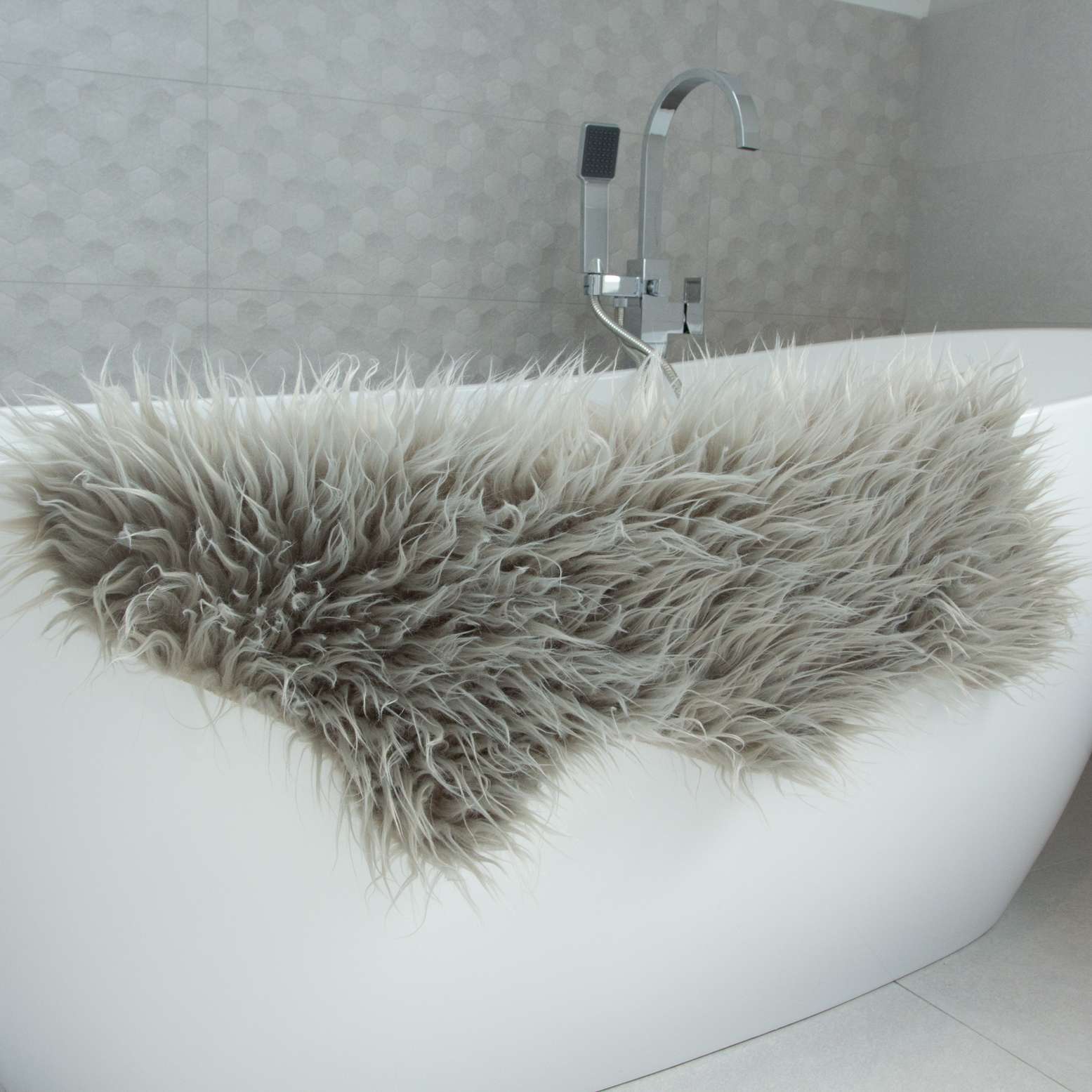 Silver Faux Fur Sheepskin