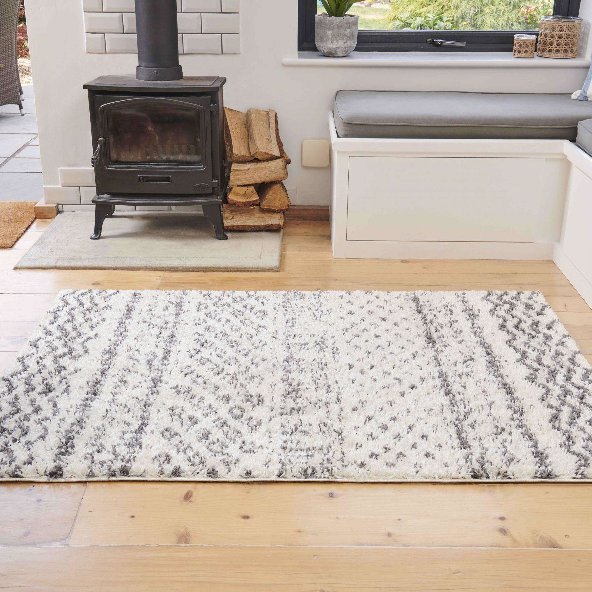 Cream Scandi Nordic Shaggy Runner Rug