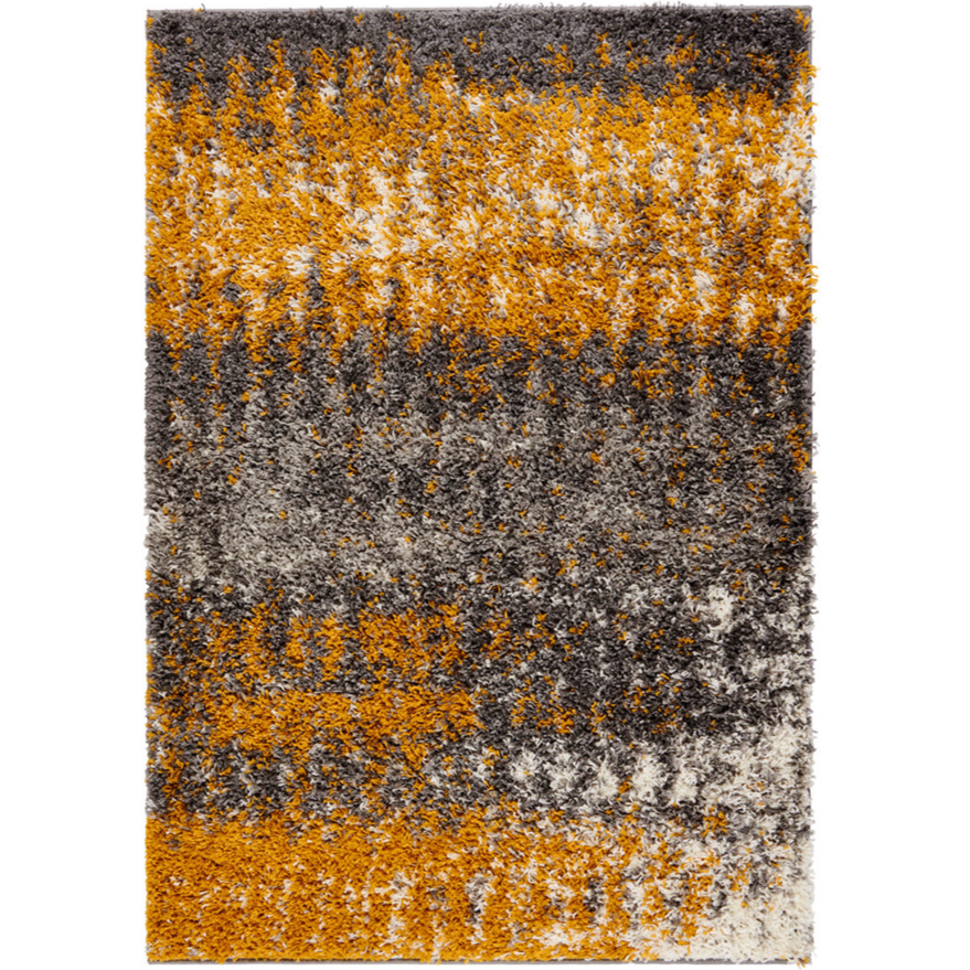 Ochre Distressed Textured Shaggy Rug