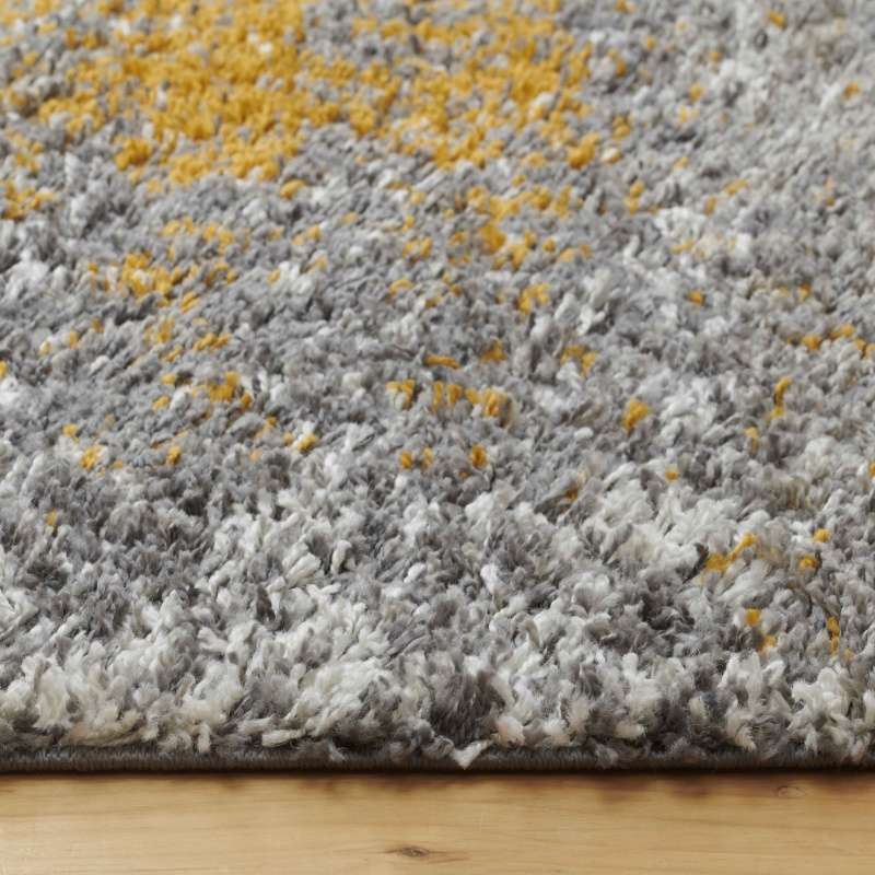 Ochre Distressed Textured Shaggy Rug