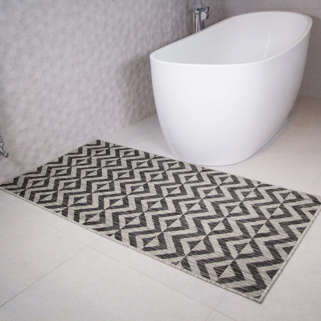 Charcoal Geometric Indoor Outdoor Rug - Rapture