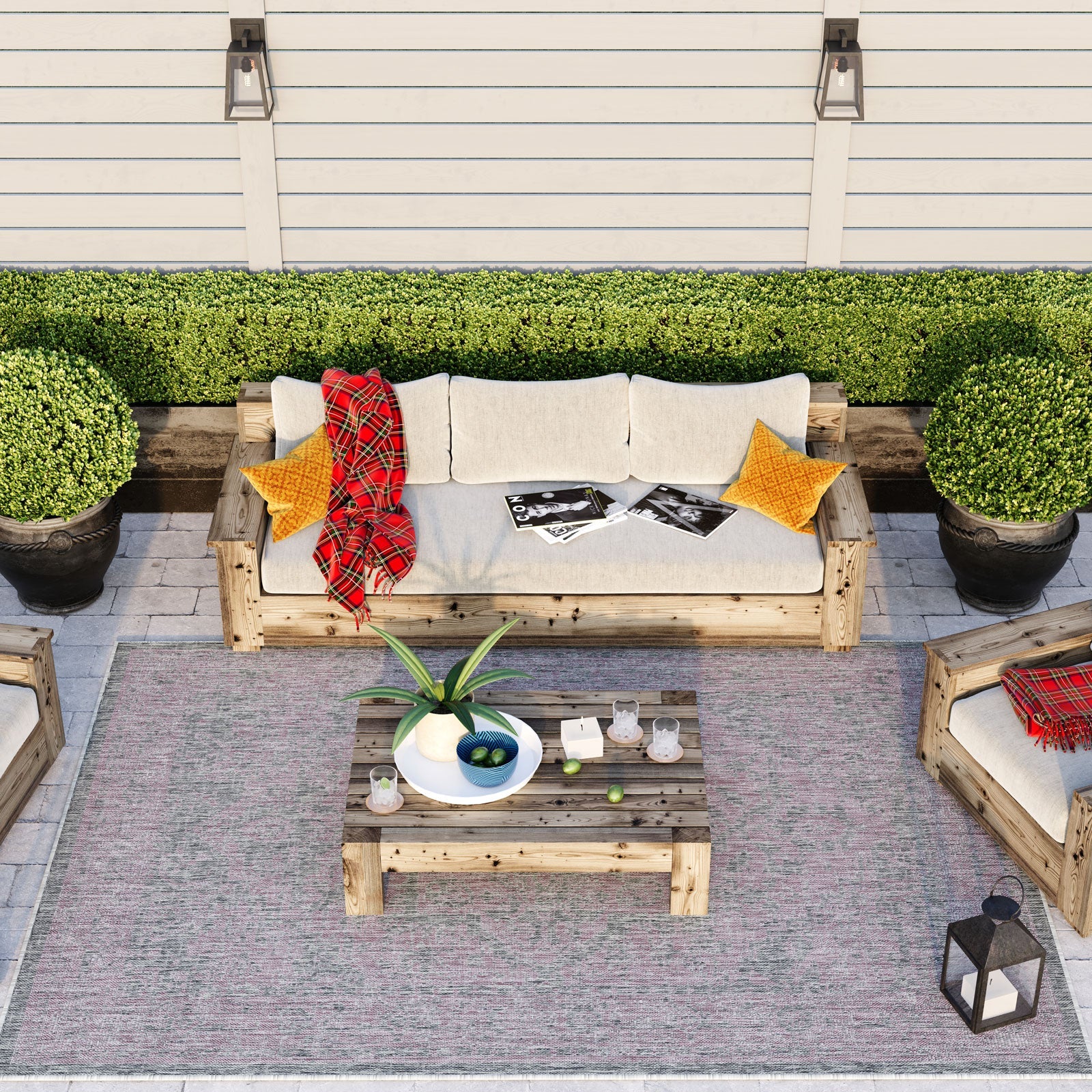 Vintage Pink Grey Outdoor Rug - Soutil