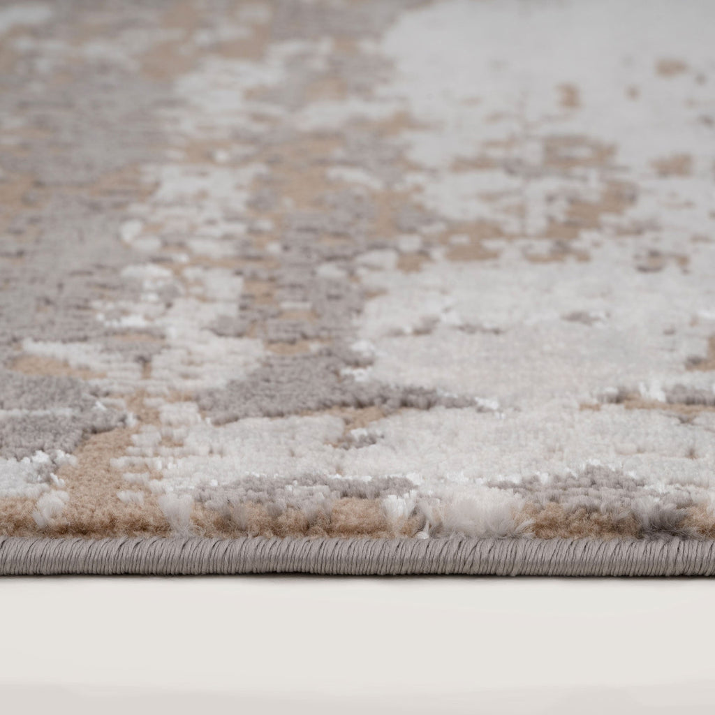 Distressed Abstract Beige Runner Rug
