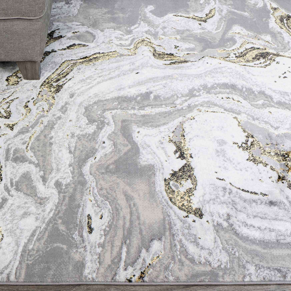 Gold Abstract Marble Pattern Hall Runner Rugs