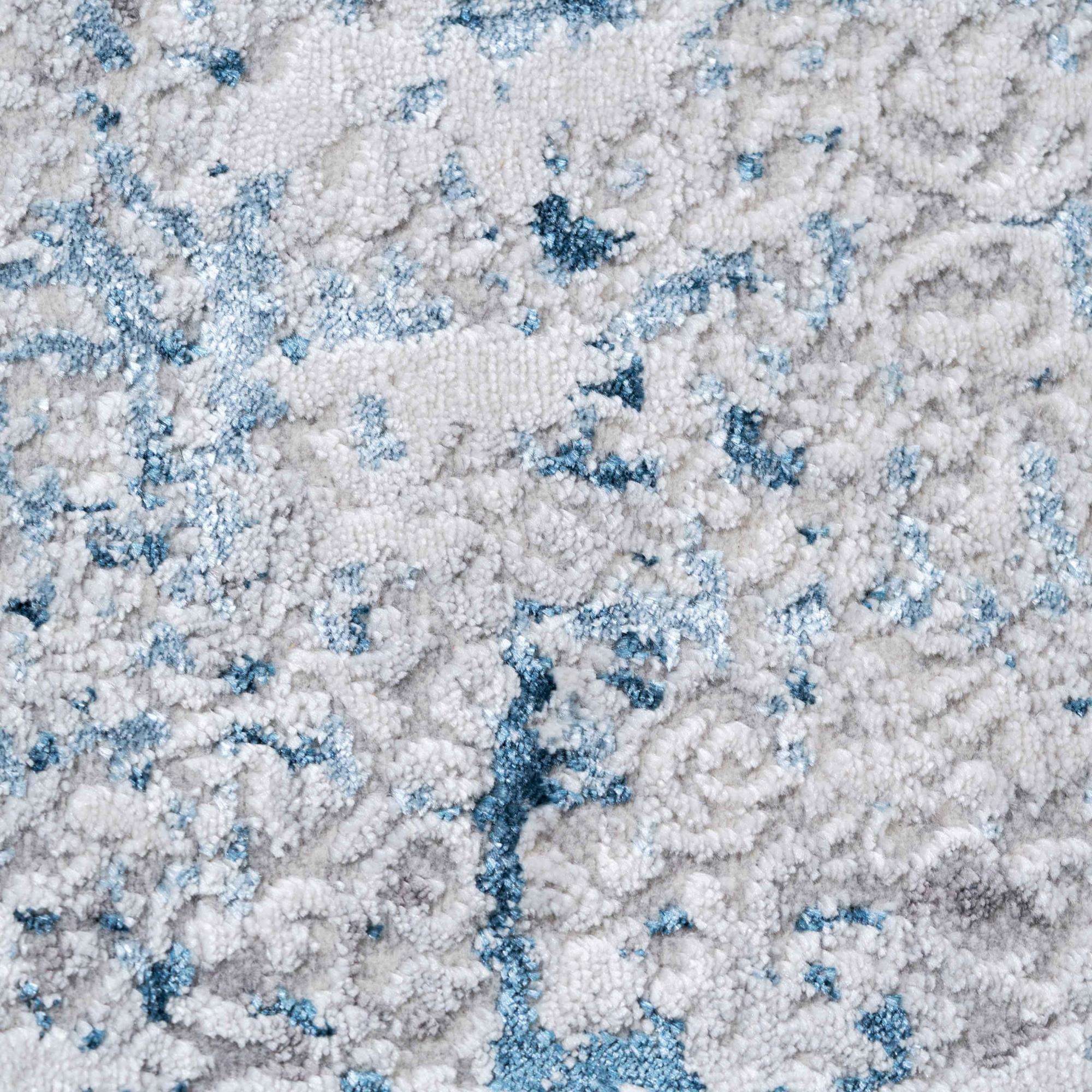 Modern Abstract Distressed Hall Runner Rugs Blue Grey