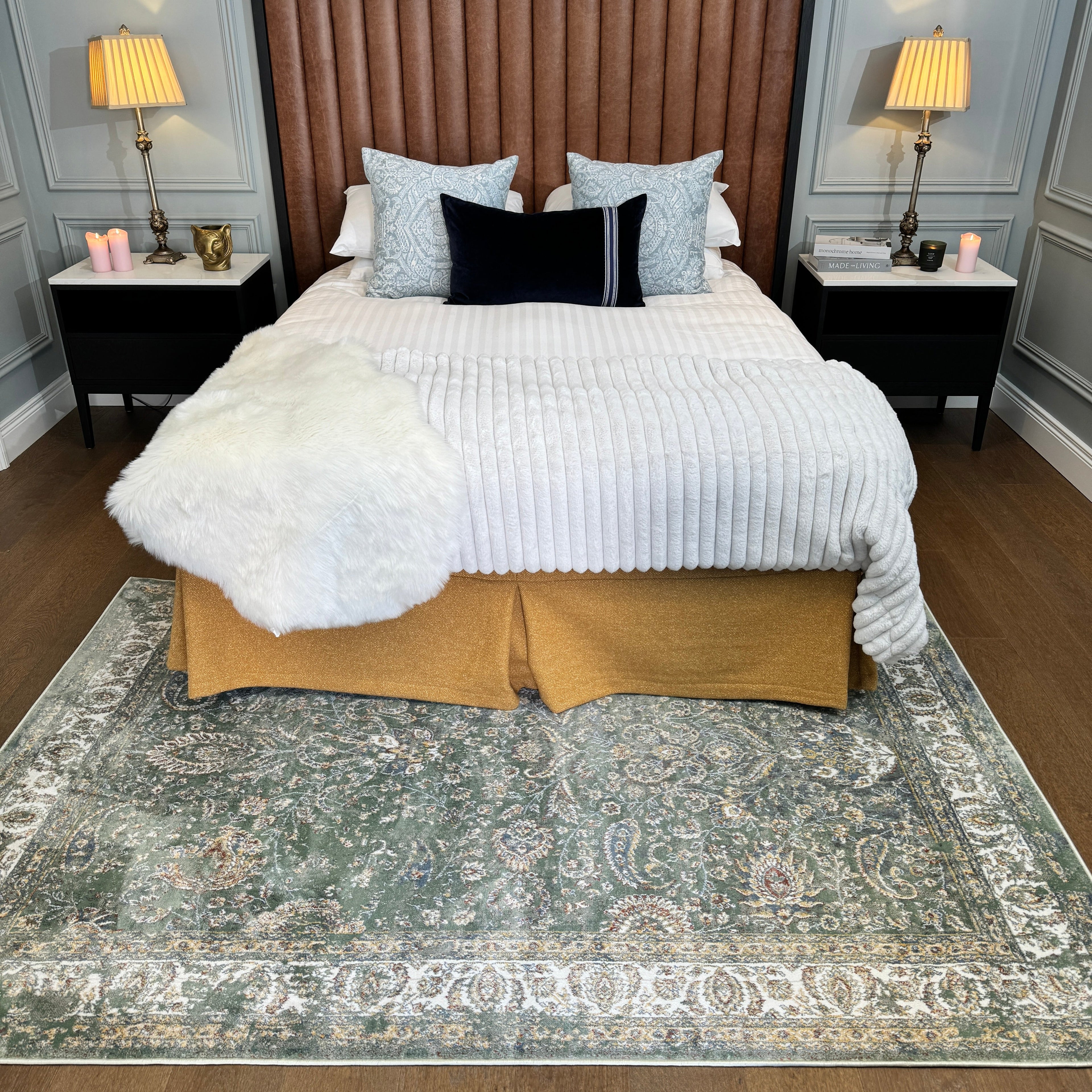Sage Green Classical Rug - Basila