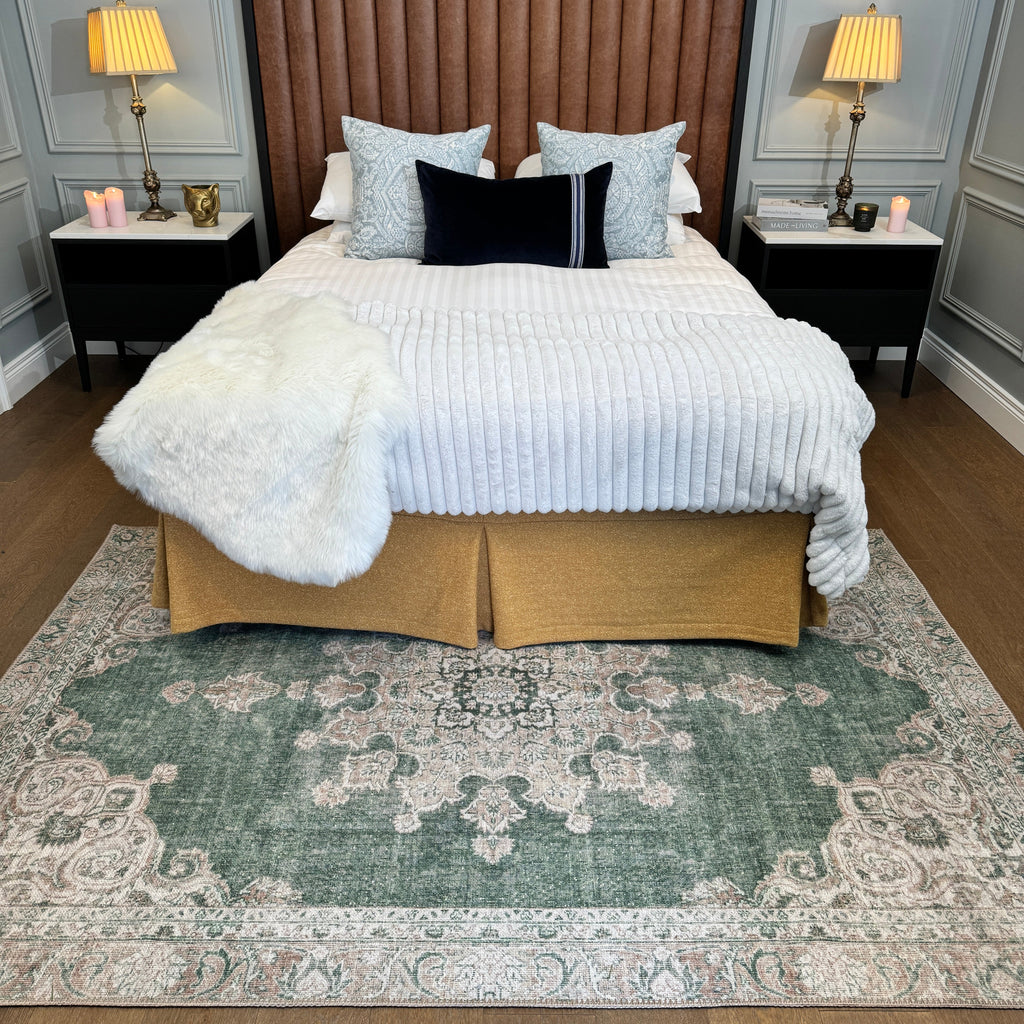 Flatwoven Washable Green Medallion Area Rug - Orion