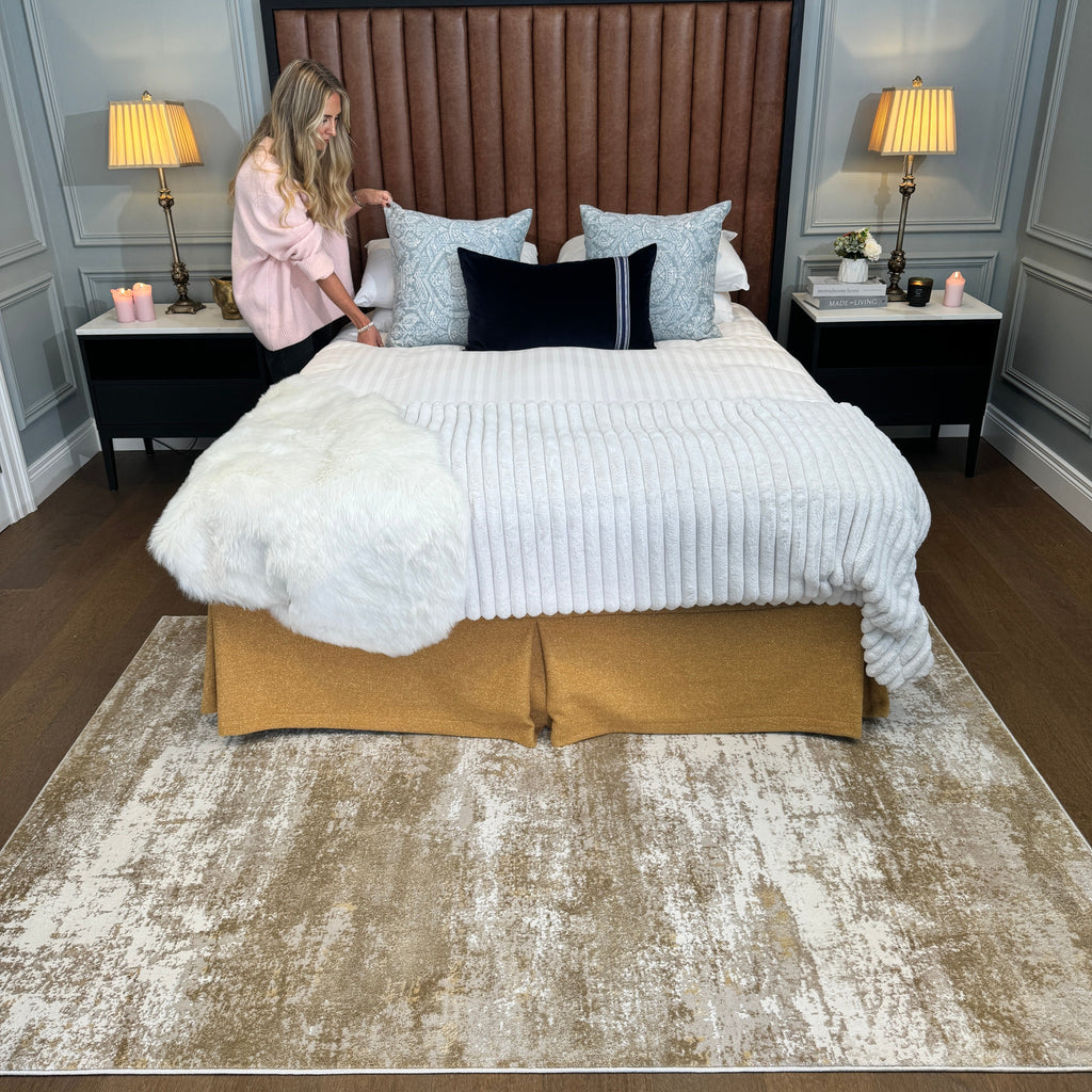 Distressed Beige Living Room Area Rug - Monroe