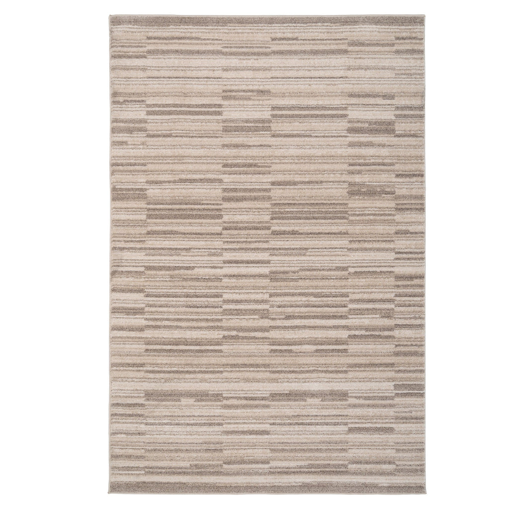 Neutral Beige Linear Living Room Rug - Elias
