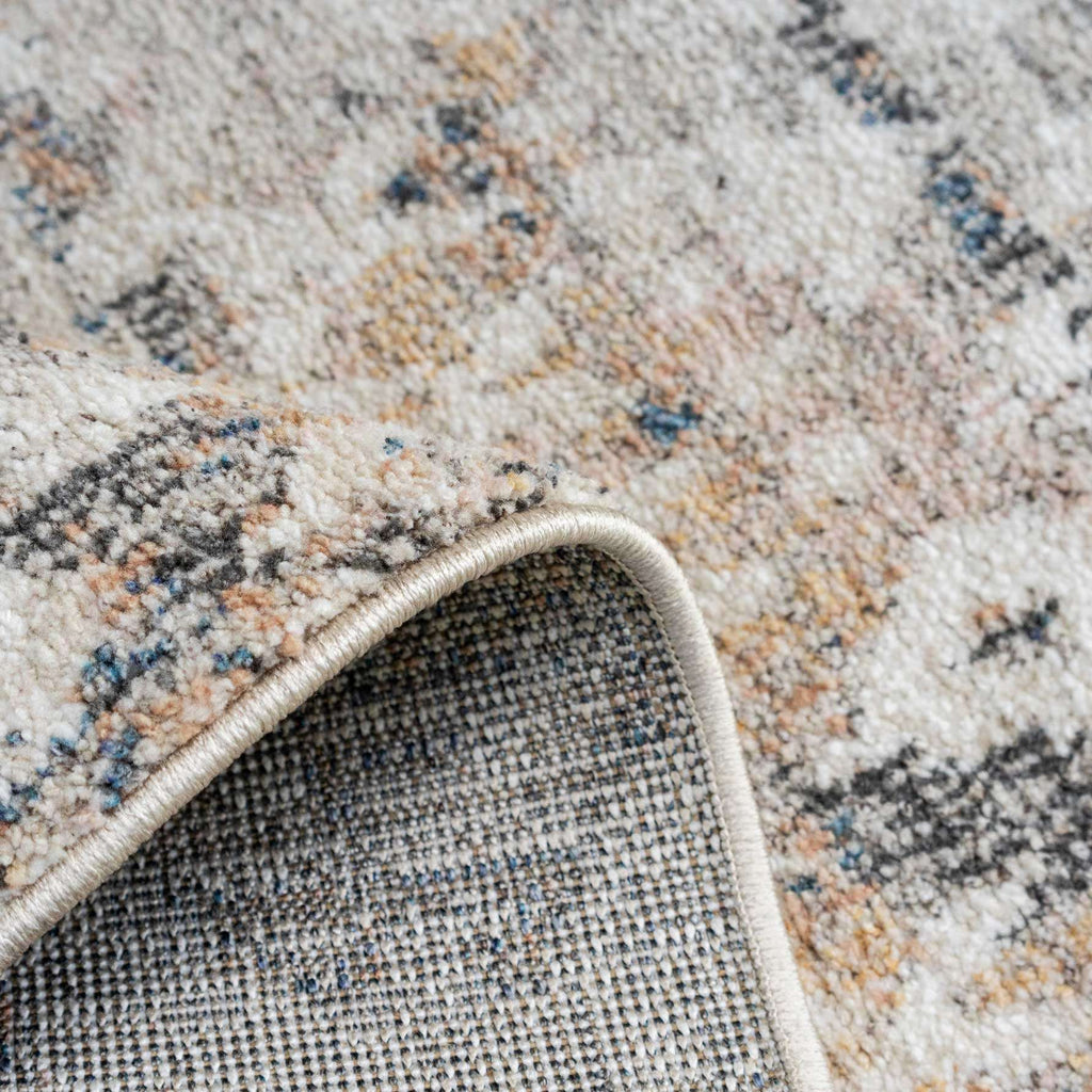 Distressed Grey Gold Diamond Hall Runner Rug