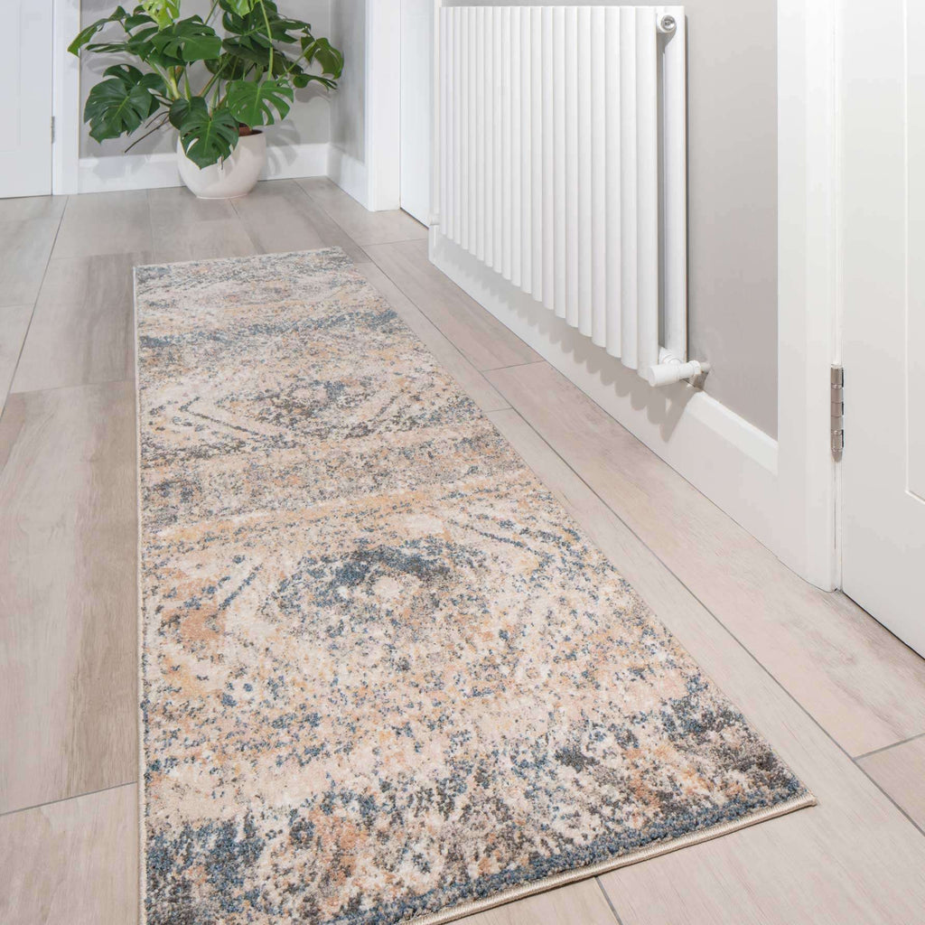 Soft Multicolour Concentric Diamond Runner Rug