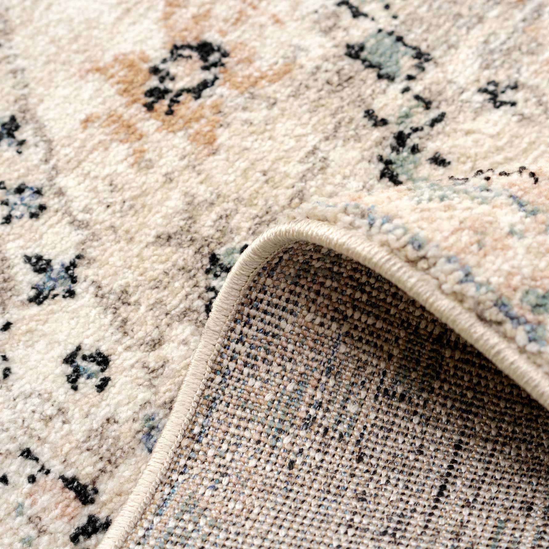 Soft Natural Blue Aztec Hallway Rug
