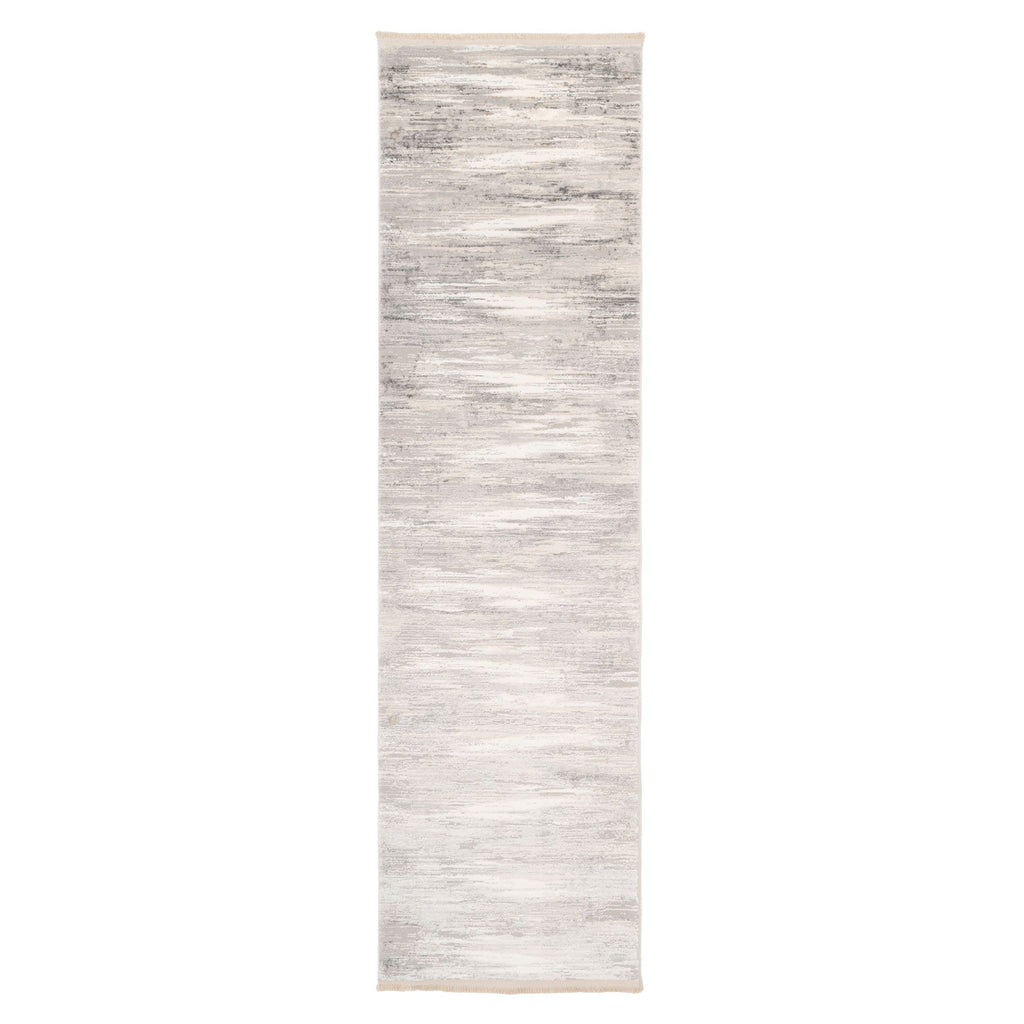 Grey Brush Strokes Runner Rug