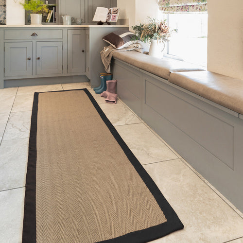 Black Border Jute Runner Rug - Juliette Black