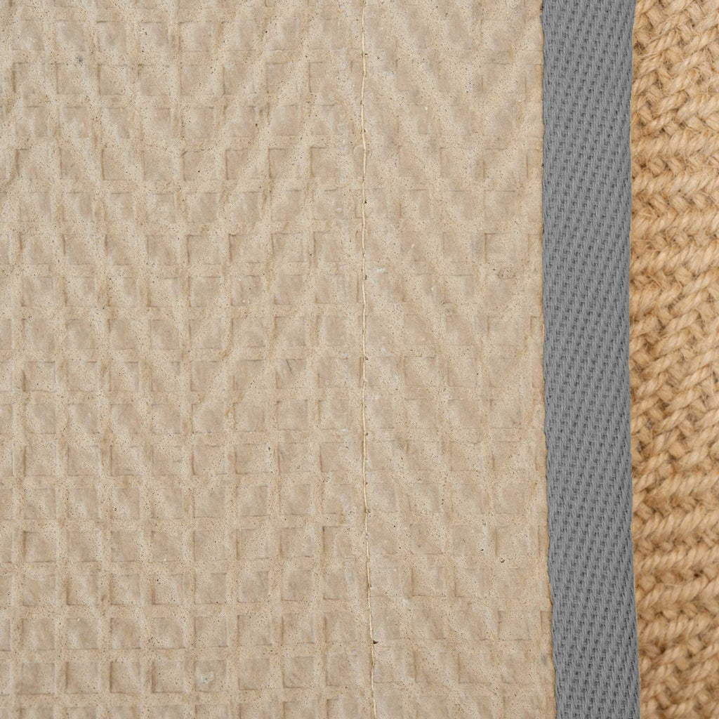 Grey Cotton Border Natural Hallway Jute Runner