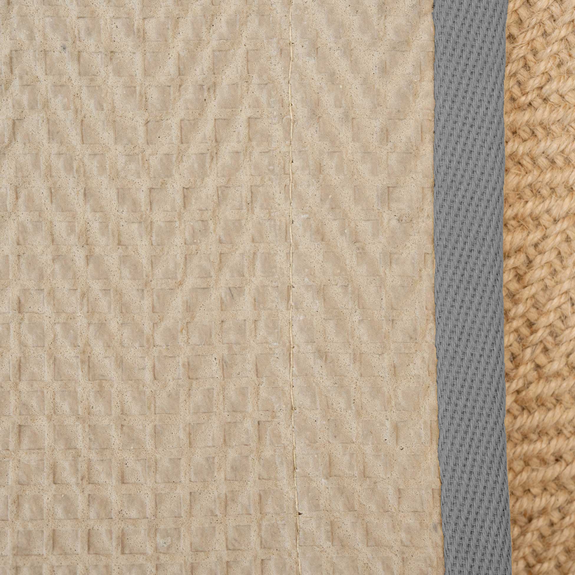 Grey Cotton Border Natural Hallway Jute Runner