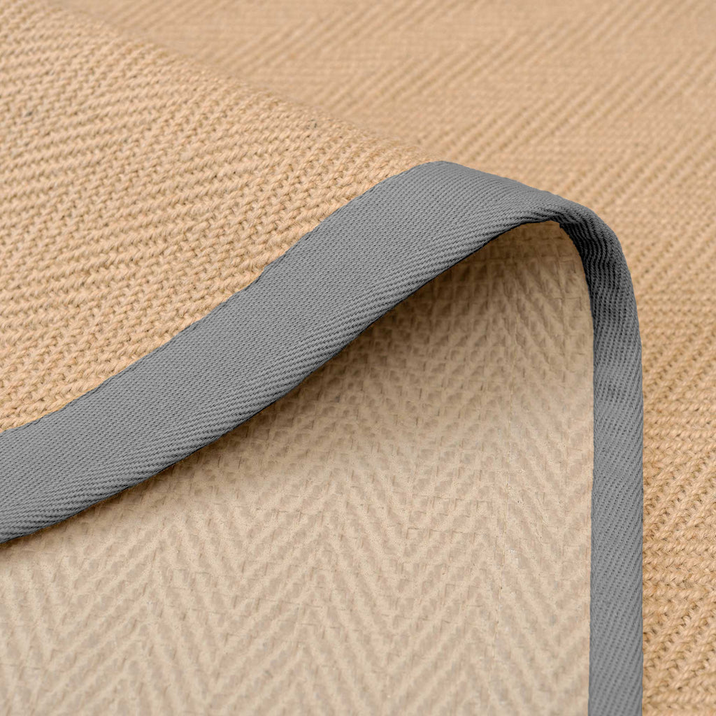 Grey Cotton Border Natural Jute Area Rug