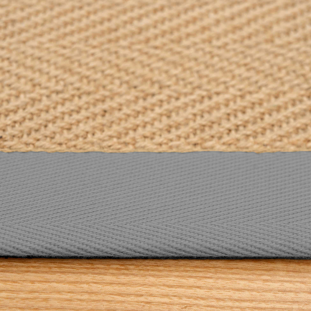 Grey Cotton Border Natural Jute Area Rug
