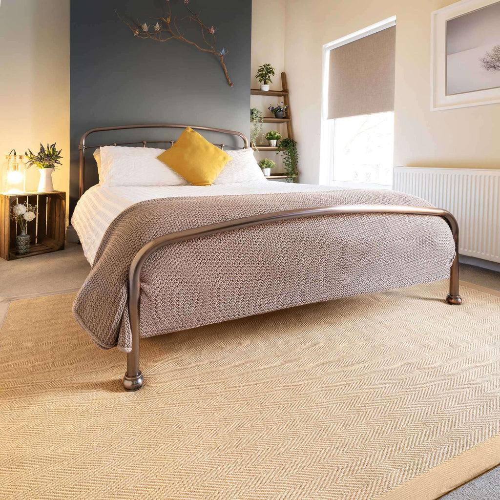Beige Cotton Border Natural Jute Hallway Runner Rug