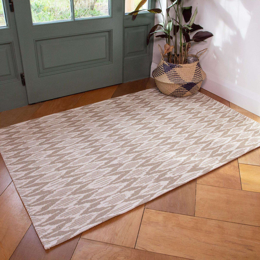Natural Stripe Woven Sustainable Recycled Cotton Rug - Aden