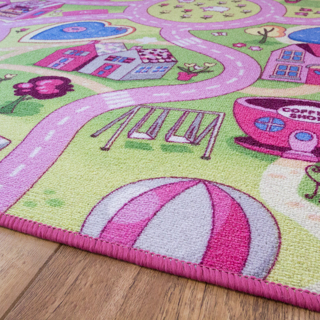 Kids Fun Pink Funfair Play Rug