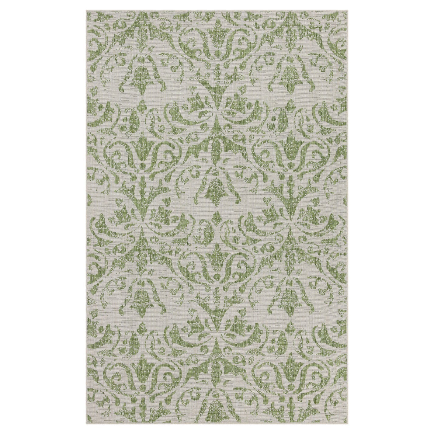 Green Floral Motif Outdoor Rug - Lanark