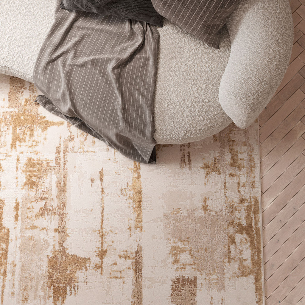 Distressed Brushstroke Beige Rug - Farah