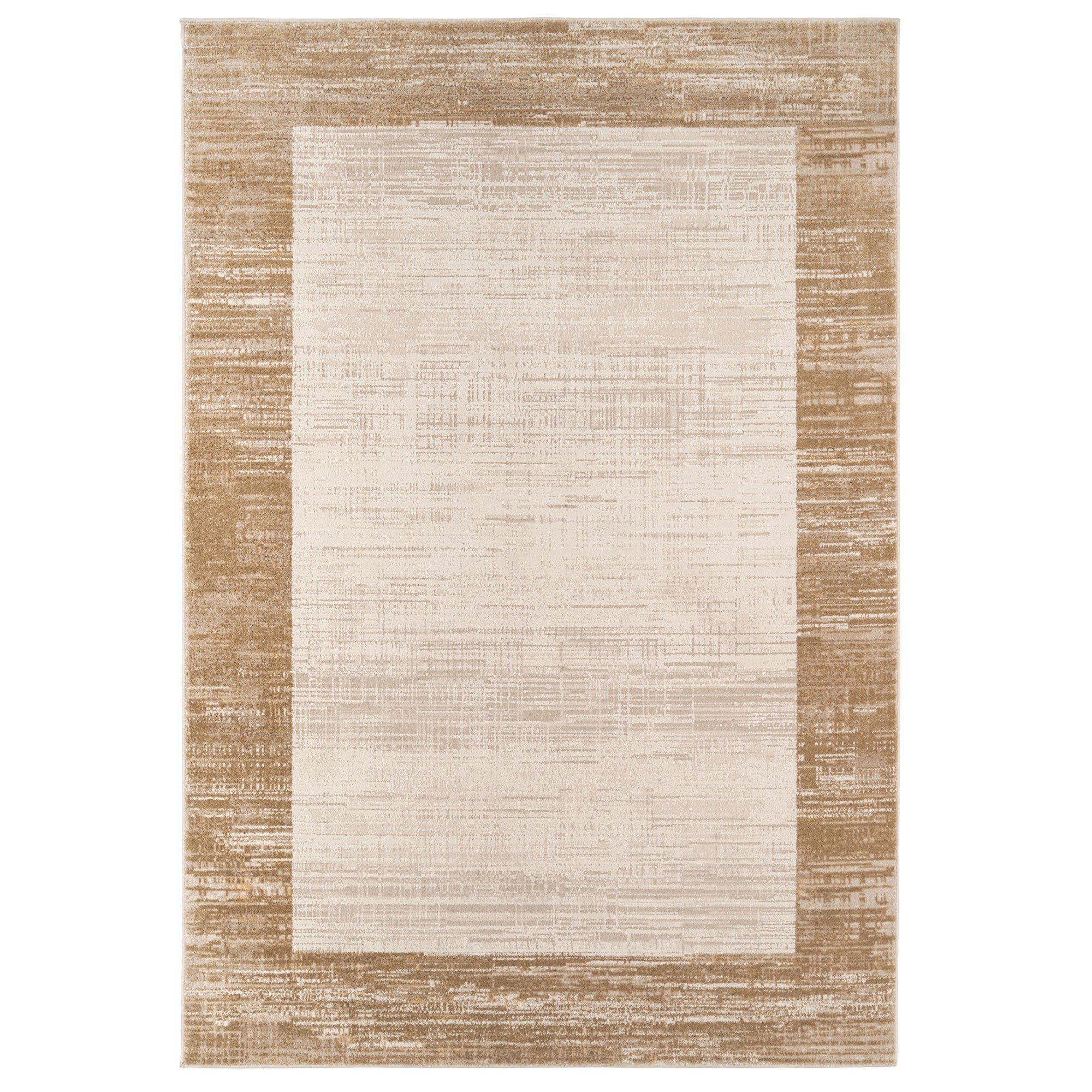 Beige Neutral Border Living Room Rug - Layla