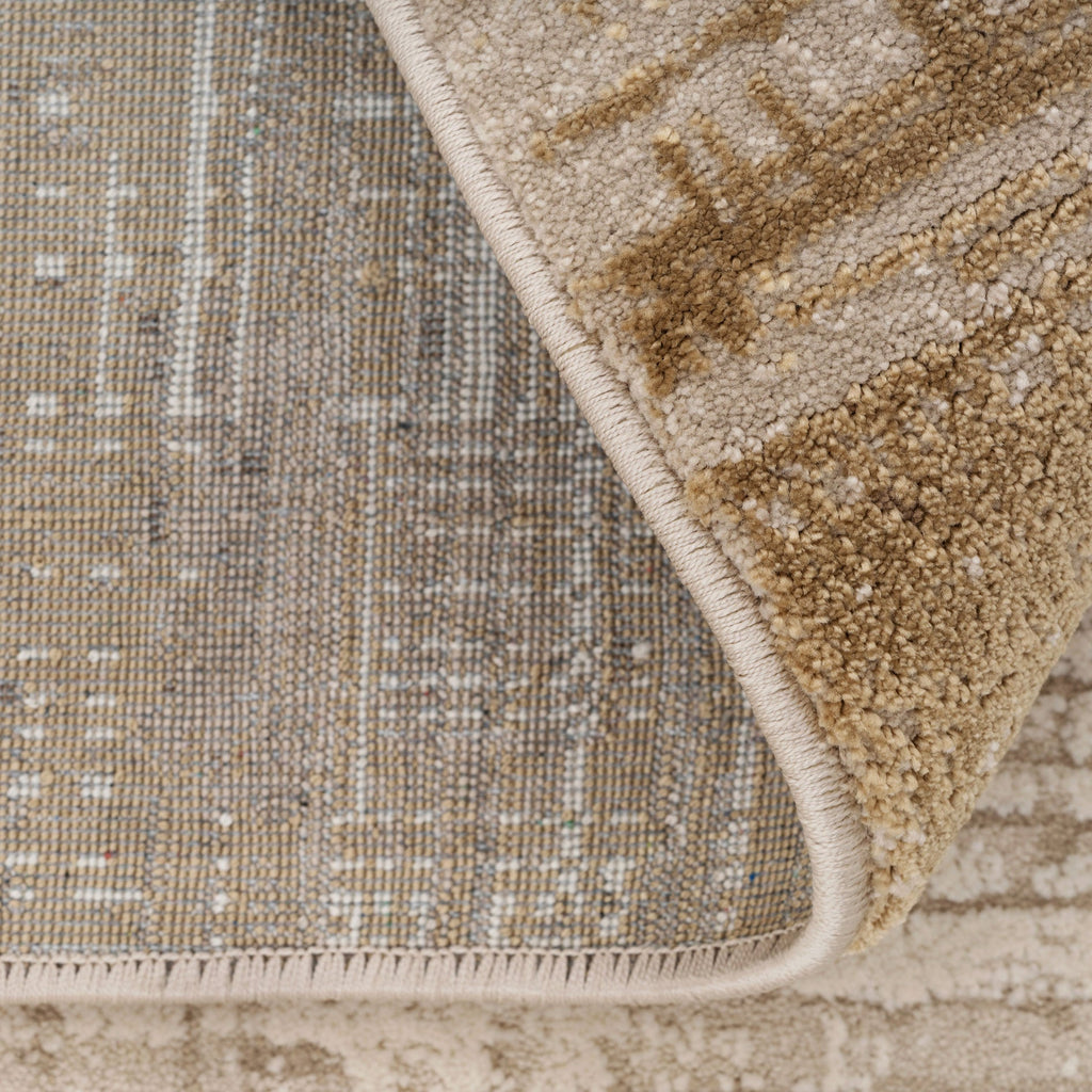 Beige Neutral Border Living Room Rug - Layla