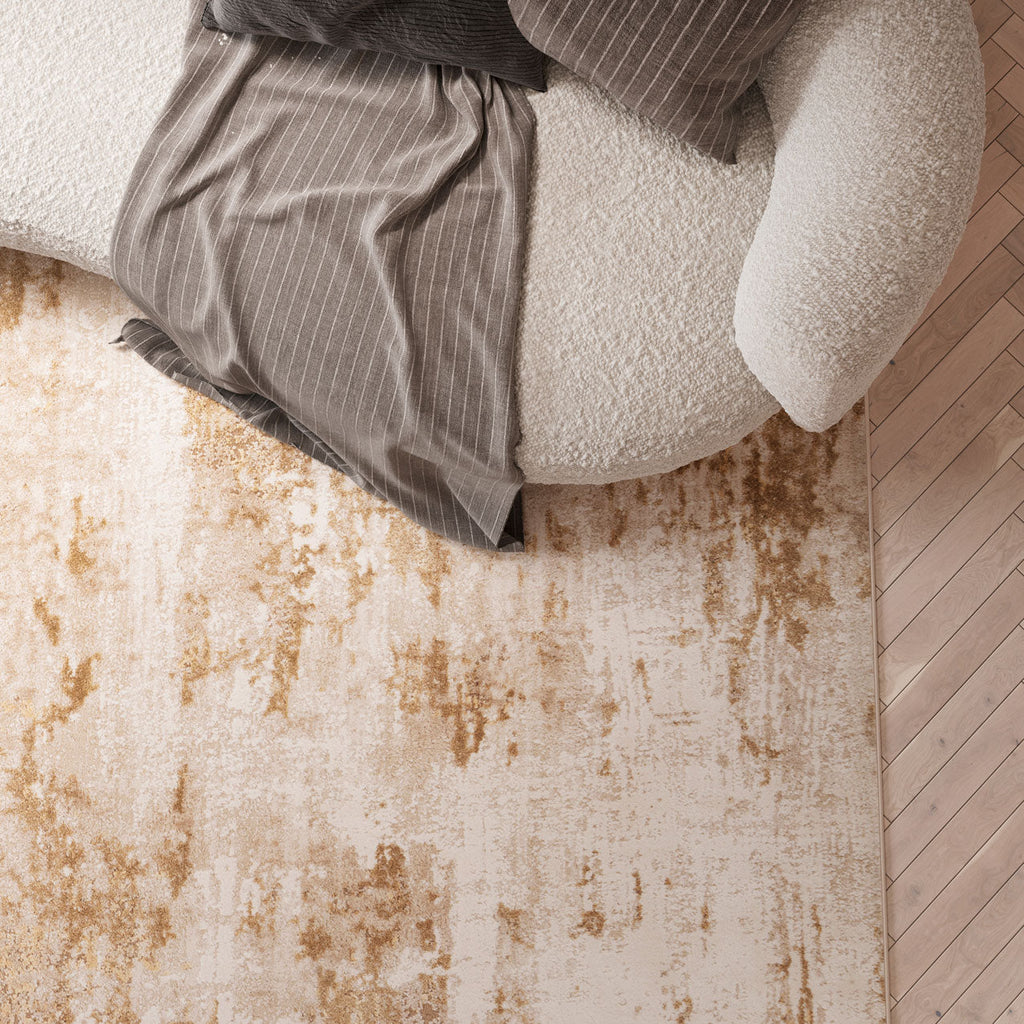 Distressed Beige Living Room Area Rug - Monroe