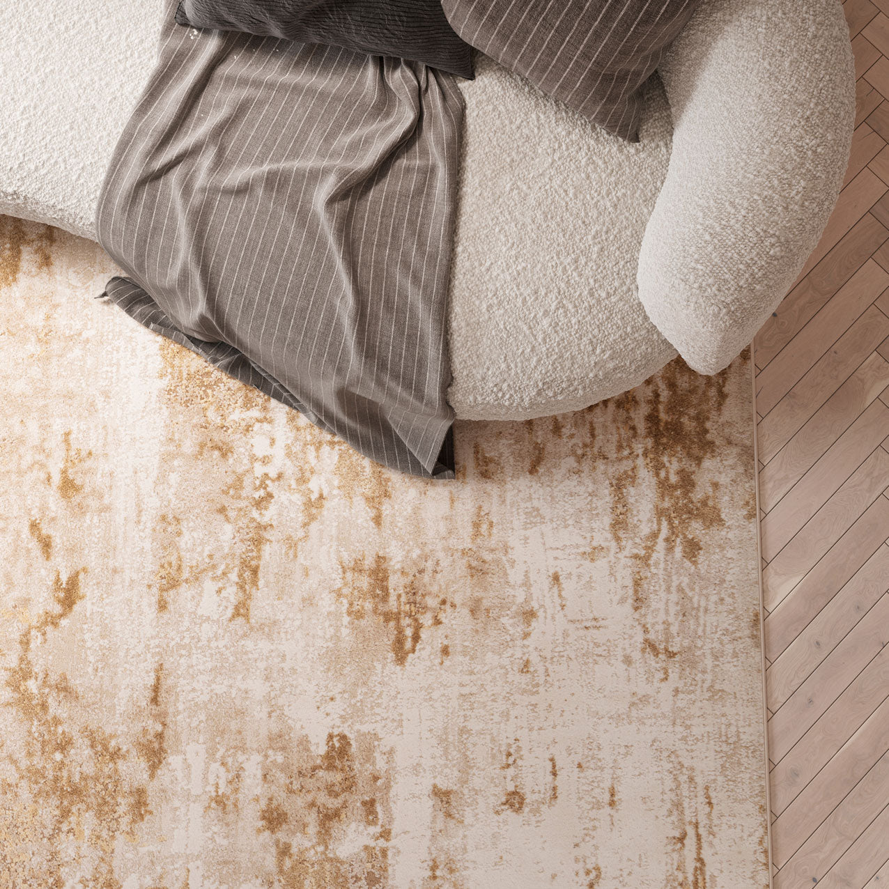 Distressed Beige Living Room Area Rug - Monroe