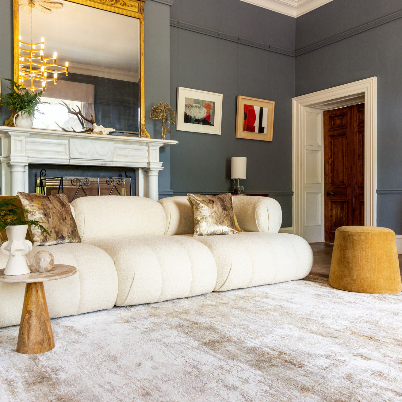 Distressed Beige Living Room Area Rug - Monroe