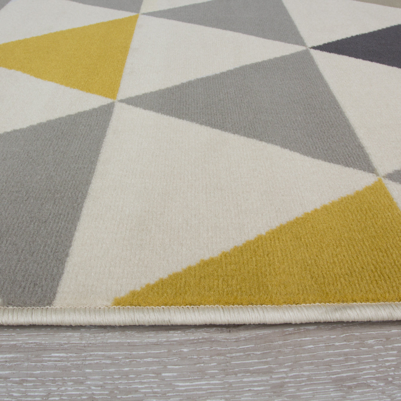 Large Yellow Grey Geometric Triangle Rug