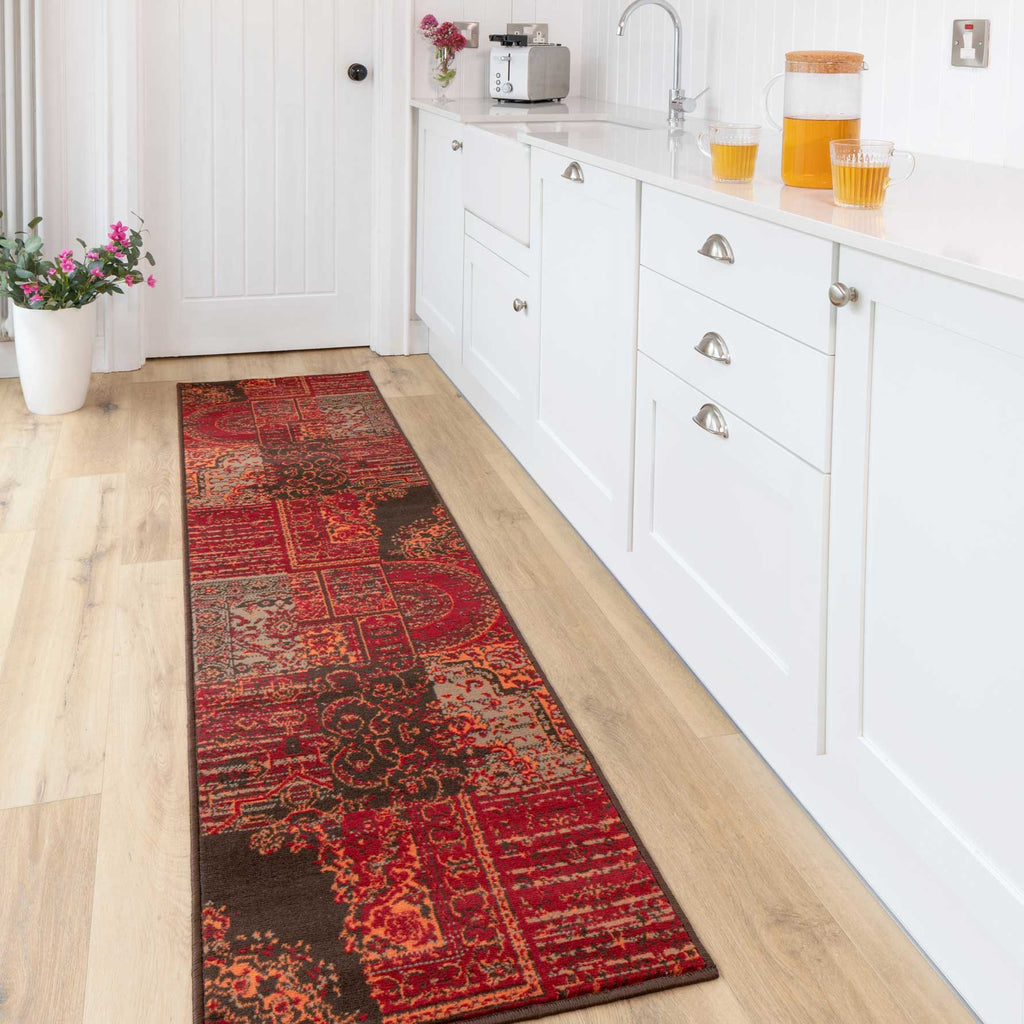 Patchwork Wine Living Room Rug