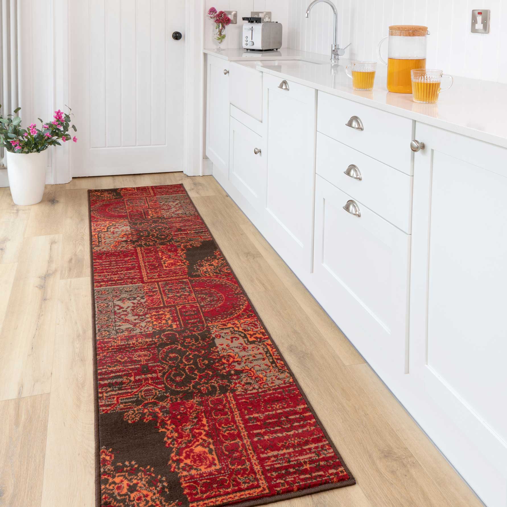 Patchwork Wine Living Room Rug