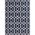 Navy Blue Modern Trellis Bedroom Rug