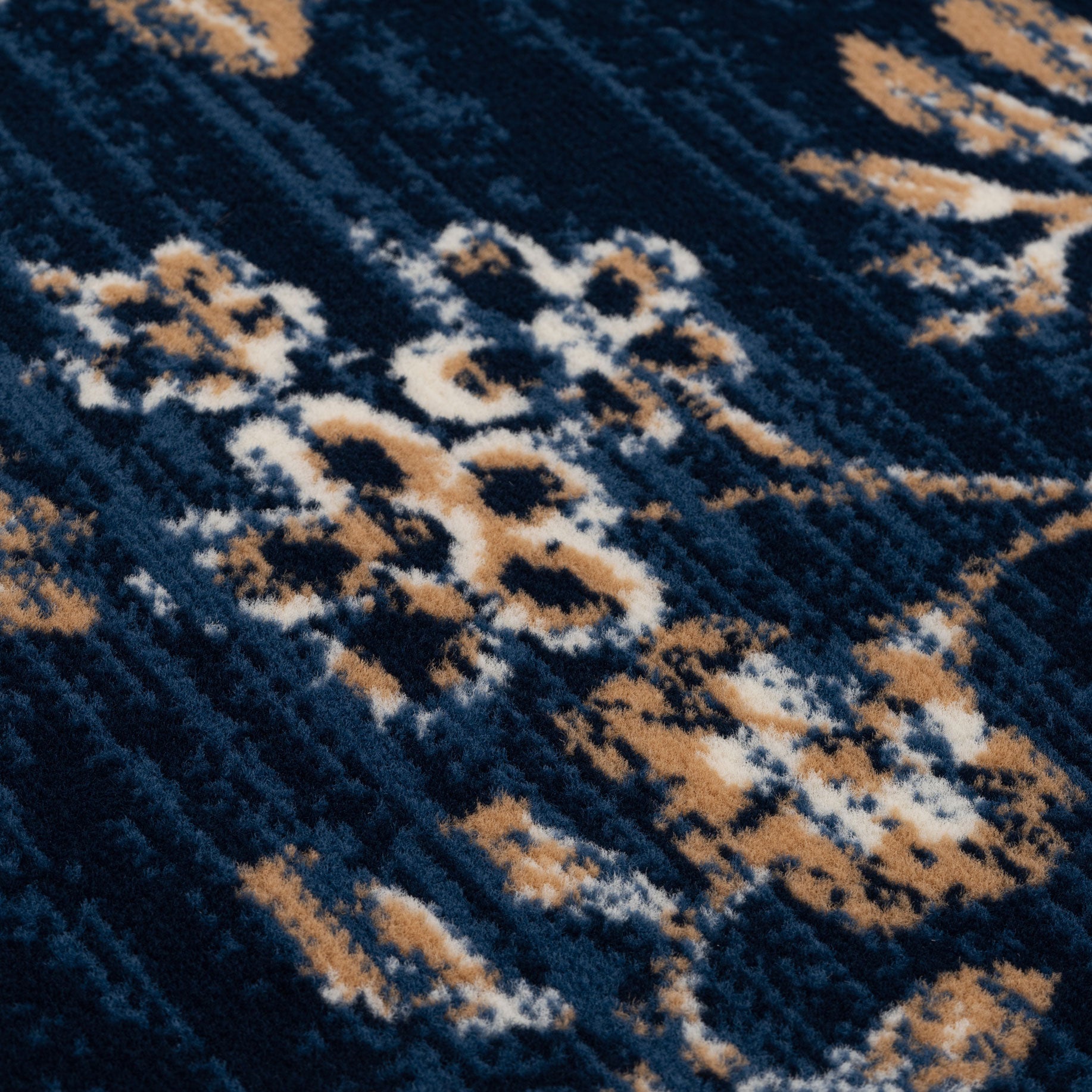 Navy Blue Gold Floral Living Room Rug