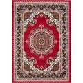 Red Traditional Medallion Living Room Rug