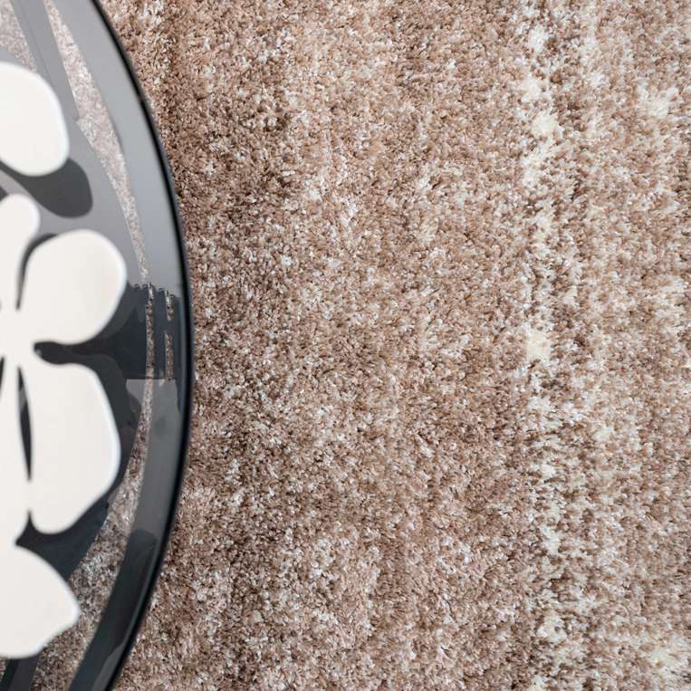 Light Brown Mottled Striped Shaggy Hall Runner Rug
