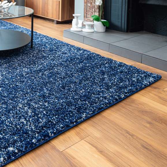Navy Mottled Shaggy Hall Runner Rug
