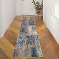 Soft Abstract Distressed Multicolour Hall Runner Rug