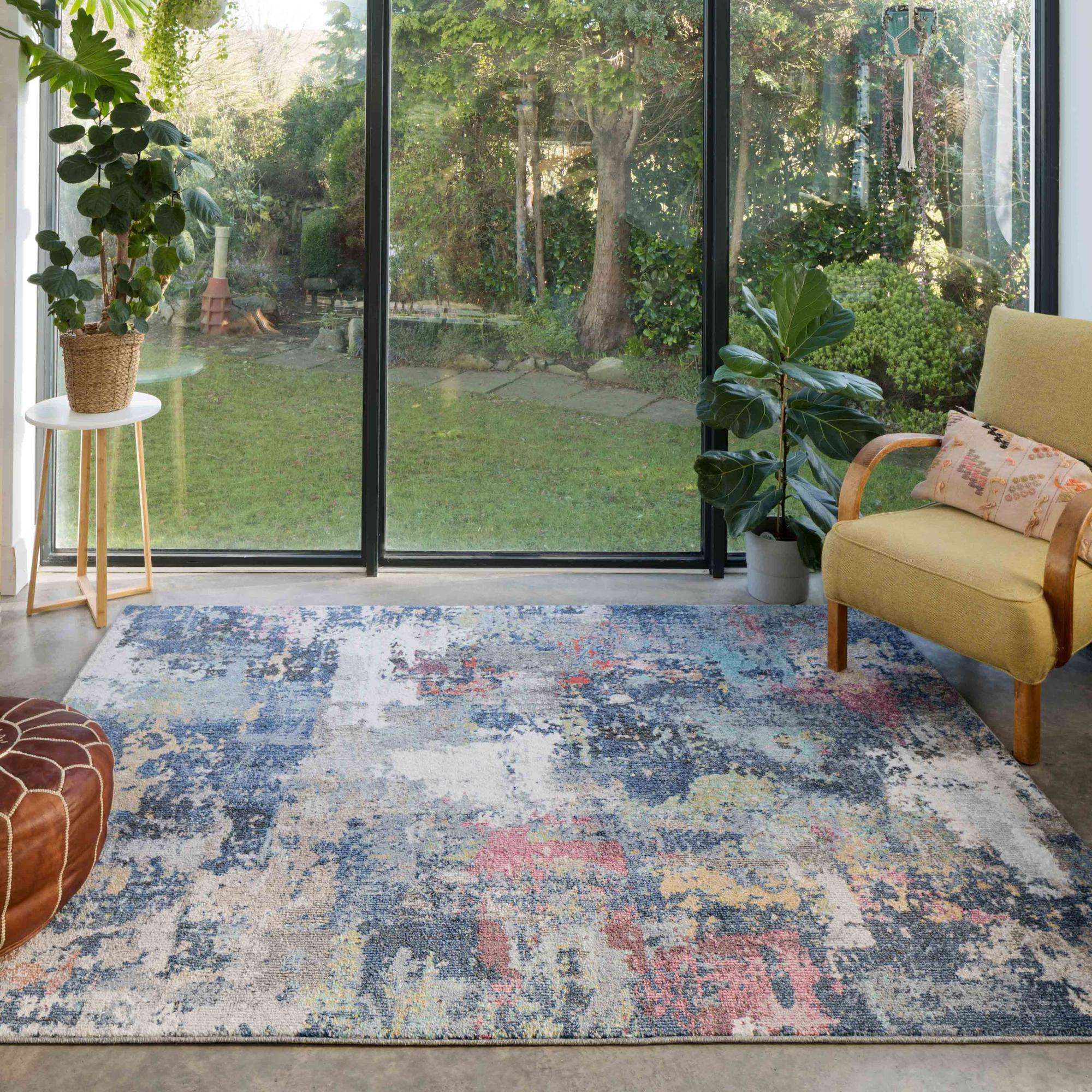 Soft Abstract Distressed Multicolour Hall Runner Rug